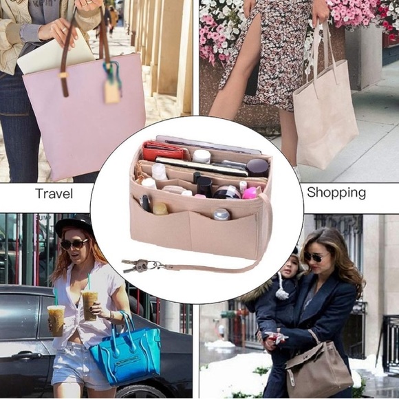 ZTUJO FELT PURSE ORGANIZER + INSERT EASIER TO TRANSFER FROM PURSE TO PURSE NEW! - Picture 5 of 16